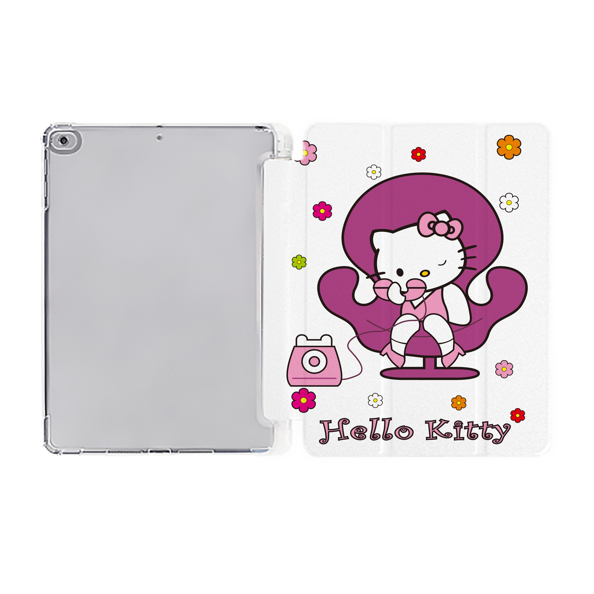 （画像用） Hello Kitty ハローキティ IPad ケース ペン収納付き 三つ折りスタンド PUレザー×シリコン 対応機種9.5/10.5/10.9インチ